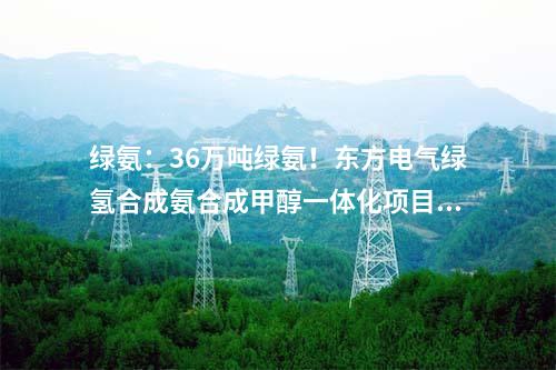 綠氨：36萬噸綠氨！東方電氣綠氫合成氨合成甲醇一體化項目落地遼寧